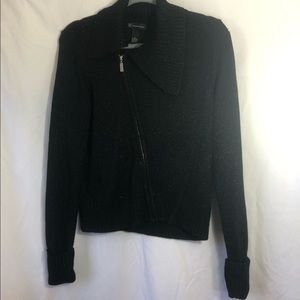 **SOLD** Black INC shimmer knit zip up sweater